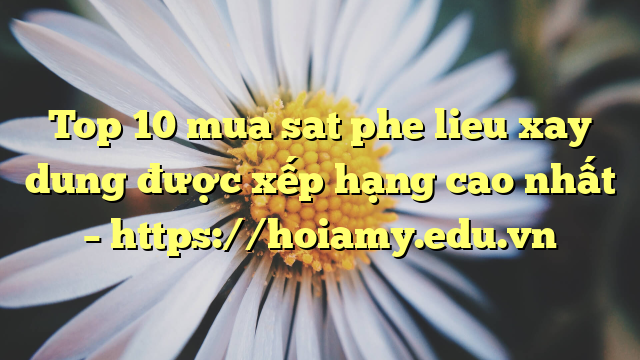 Top 10 Mua Sat Phe Lieu Xay Dung Được Xếp Hạng Cao Nhất – Https://Hoiamy.edu.vn
