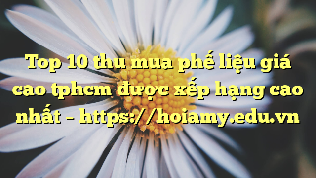 Top 10 Thu Mua Phế Liệu Giá Cao Tphcm Được Xếp Hạng Cao Nhất – Https://Hoiamy.edu.vn
