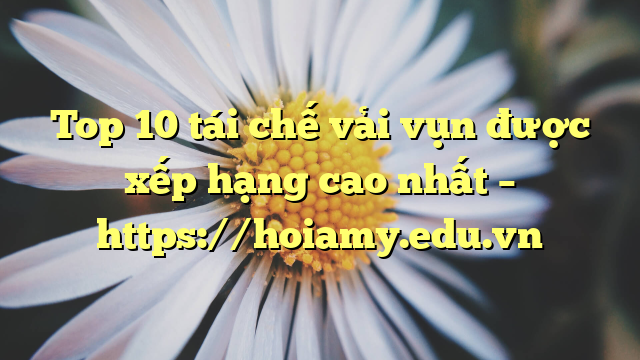 Top 10 Tái Chế Vải Vụn Được Xếp Hạng Cao Nhất – Https://Hoiamy.edu.vn