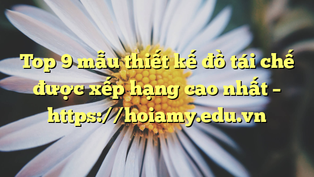 Top 9 Mẫu Thiết Kế Đồ Tái Chế Được Xếp Hạng Cao Nhất – Https://Hoiamy.edu.vn