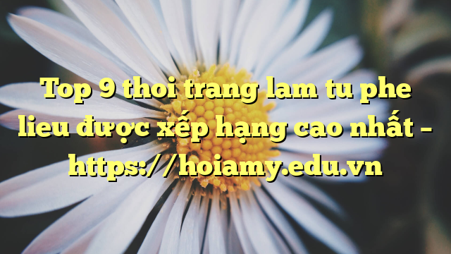 Top 9 Thoi Trang Lam Tu Phe Lieu Được Xếp Hạng Cao Nhất – Https://Hoiamy.edu.vn