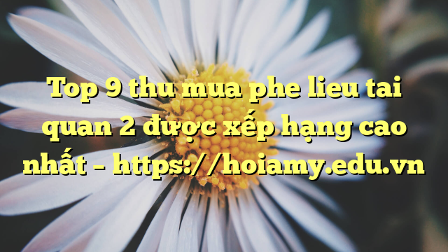 Top 9 Thu Mua Phe Lieu Tai Quan 2 Được Xếp Hạng Cao Nhất – Https://Hoiamy.edu.vn