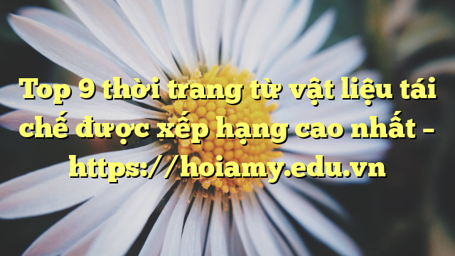 Top 9 Thời Trang Từ Vật Liệu Tái Chế Được Xếp Hạng Cao Nhất – Https://Hoiamy.edu.vn